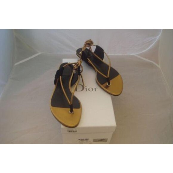 CHRISTIAN DIOR BRONZE DJANGO ANKLE STRAP 38.5 New In Box - Picture 1 of 4